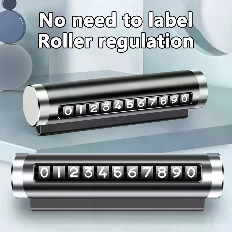 Metal Car Temporary Parking Card Rotate Phone Number Plate Aluminum Stickers Park Stop In Car-styling Auto Accessories