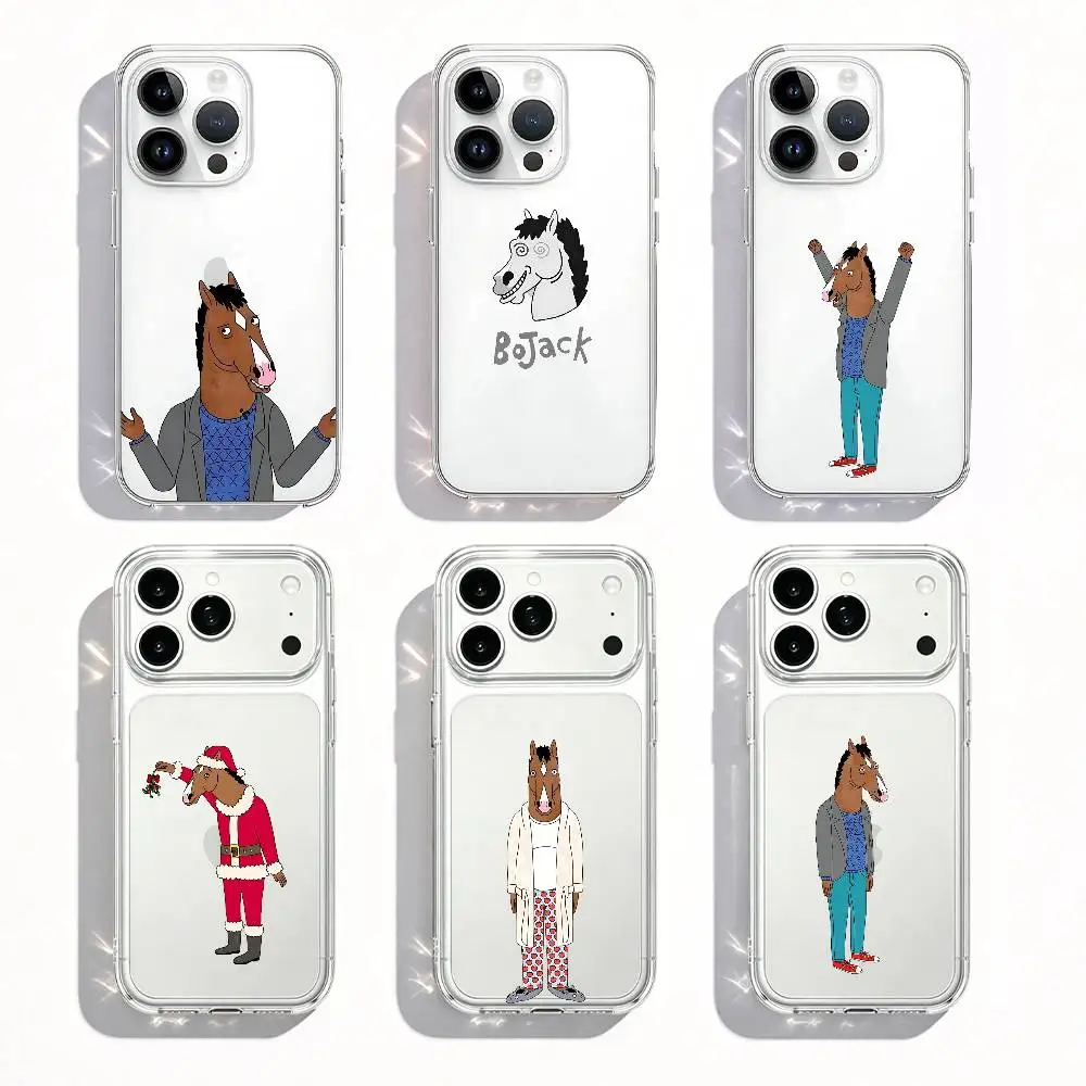 Image of Cartoon B-BoJack H-Horseman Handyhülle Luxuriöse Weiche Transparente Hülle für iPhone 17 16 15 14 13 12 11 Pro Max Stoßfeste Schutzhülle