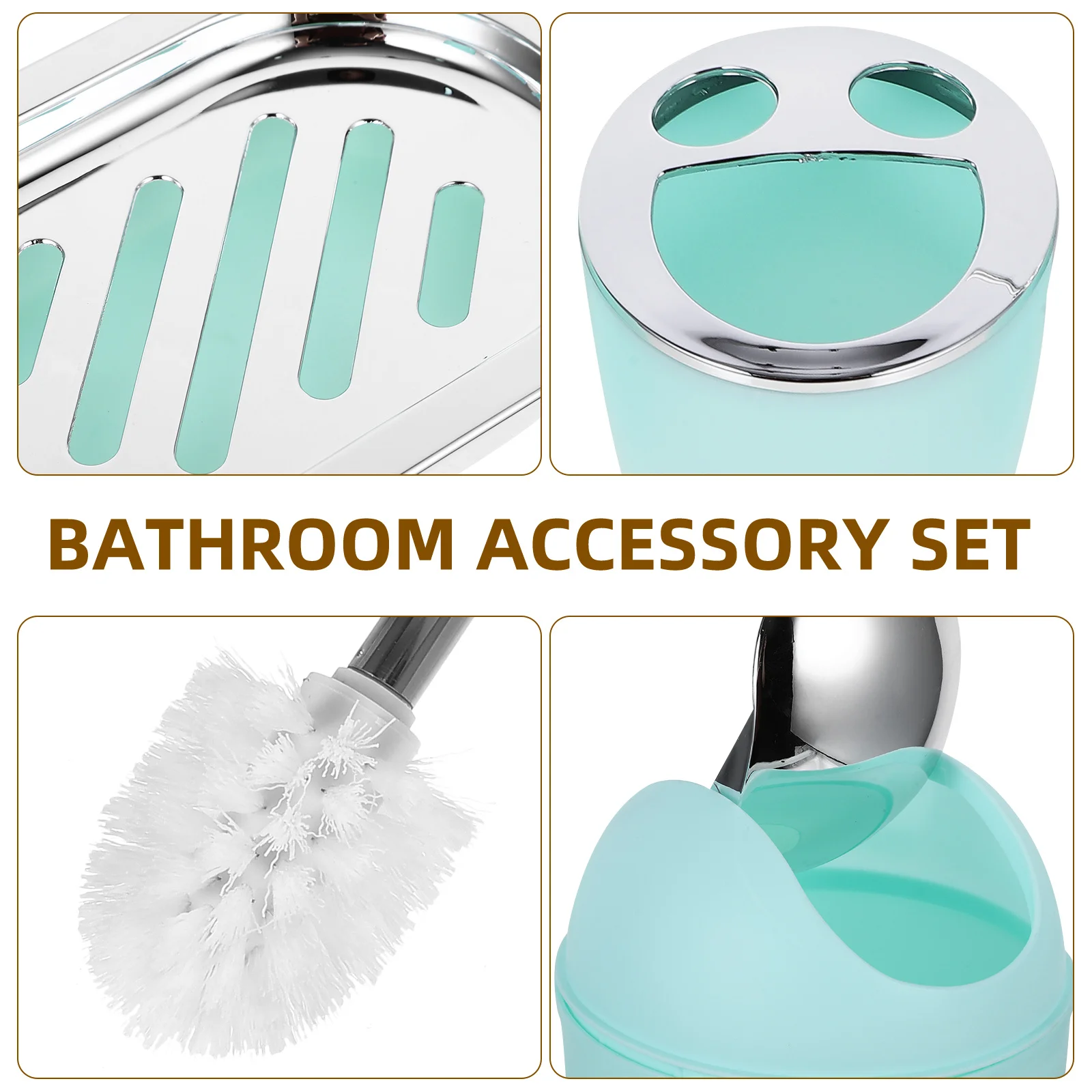 

6pcs Plastic Bathroom Accessory Set Contemporary Design Non-Toxic Odorless Lotion Dispenser Toothbrush Holder Tumbler