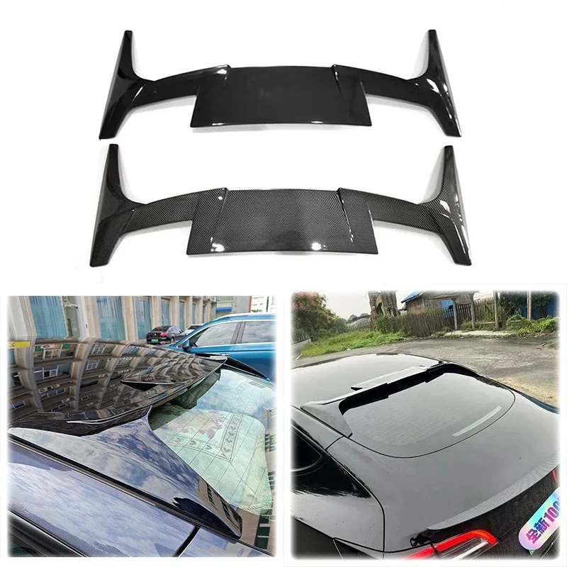 

High Quality ABS Car Spoiler Wing Roof Spoilers Glossy Black Carbon Fiber Look Body Kit For Tesla Model 3 / Model Y 2016-2024