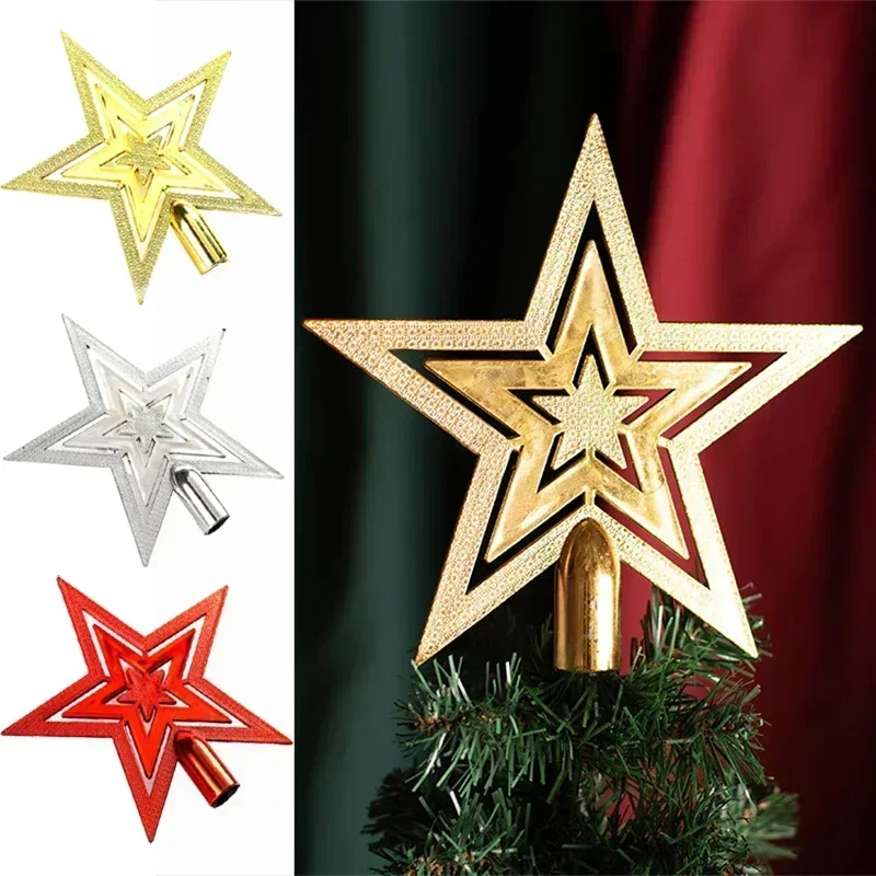 Christmas Tree Decoration Pentagram Holiday Atmosphere Plating Christmastree Top Star Garland Supplies addobbi albero di natale