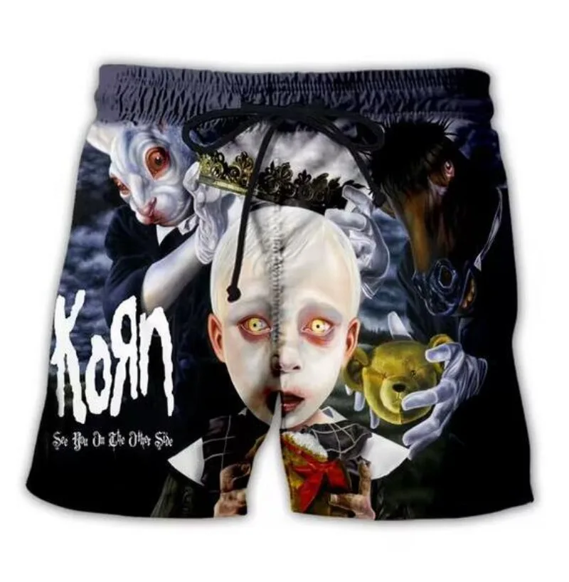 

New Men/Women Korn Band 3D Printed Casual Shorts Fashion Streetwear Men Loose Sporting Shorts DX032