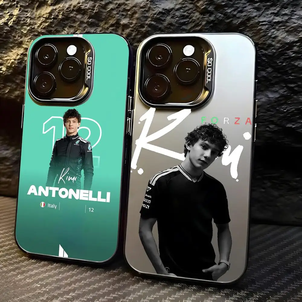 Capa de Celular K-Kimi Antonelli Hot Driver para iPhone 17, 16, 15, 14, 13, 12, 11 Pro Max Plus - Cor Prata IMD