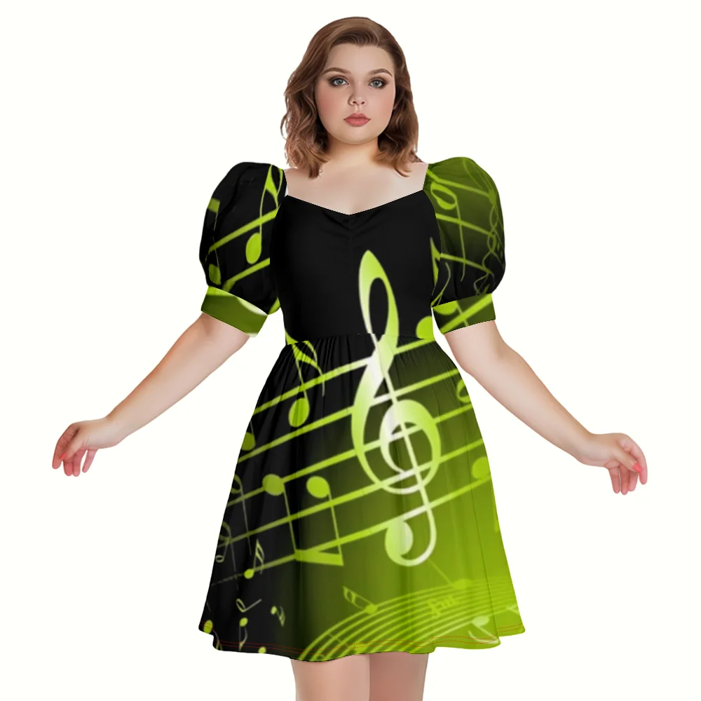 Summer Dress Music Note Print Maxi Dress Fashion Evening Dresses Stylish Party Dresses Beach Women Elegant Robe Girl Vestido