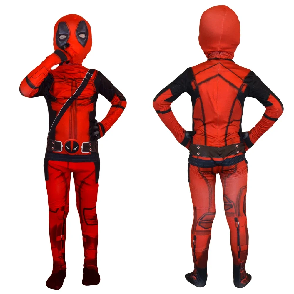 Anime Adult Kids Deadpool Cosplay Costume Boys Superhero with Mask Suit Jumpsuit Bodysuit Party Dress