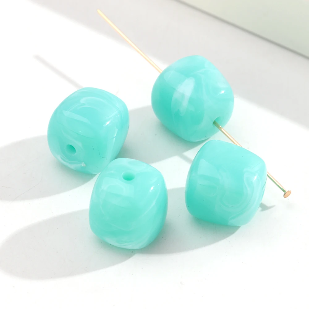 10 stks Marmer Kleur Acryl 16x17mm Vierkante Kubus Vorm Losse Spacer Kralen voor DIY Sieraden Armband Ketting Oorbellen Accessoires