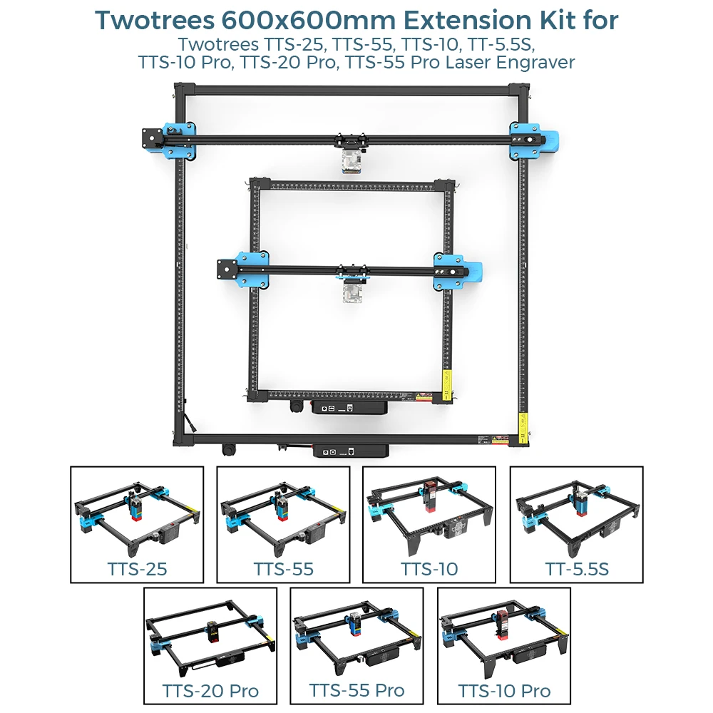 Kit de expansión de área de grabado para máquina de grabado láser, 400x420mm, 600x600mm, actualización de TT-5.5S, TTS-25, grabador de madera CNC