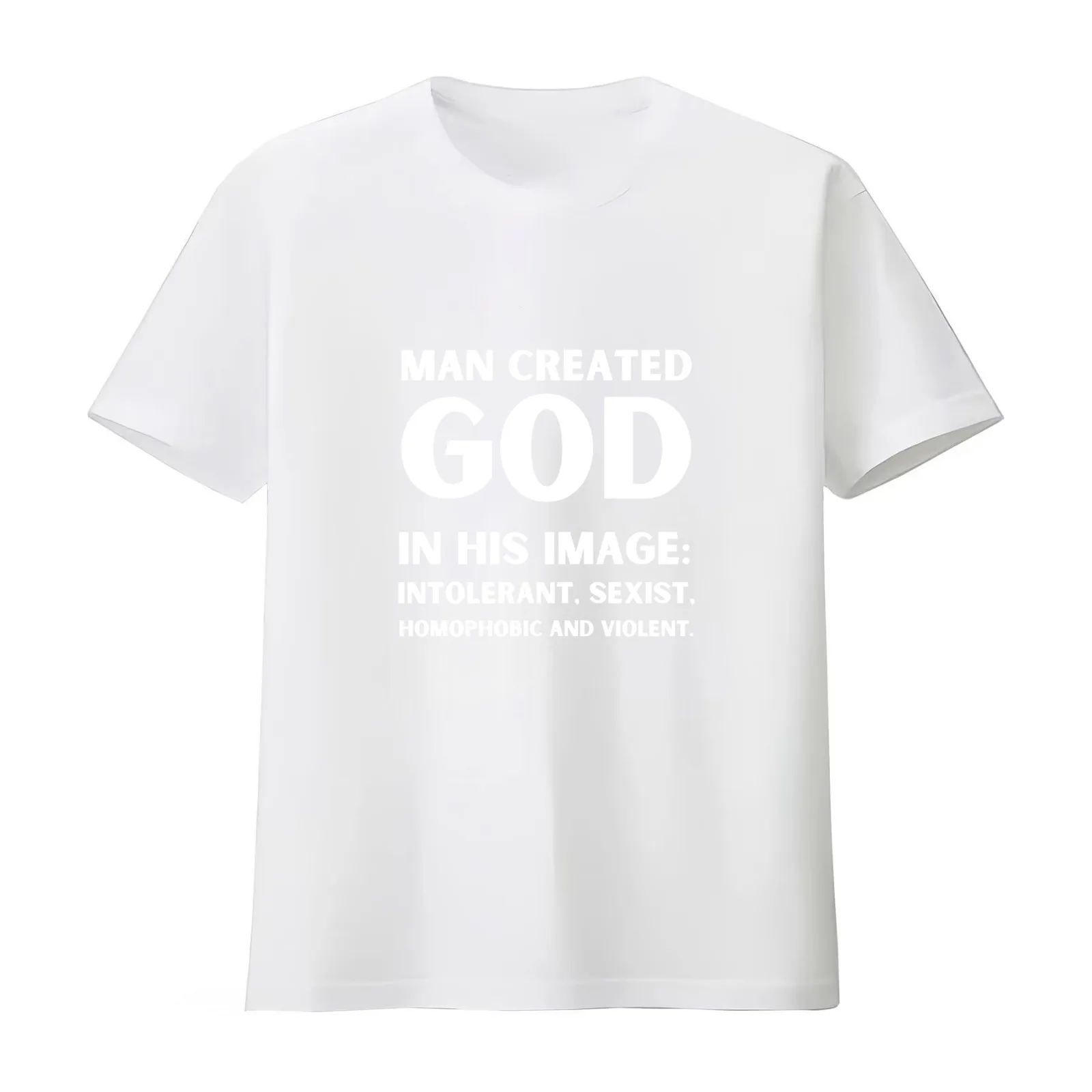 Man created God in his image T-Shirt Summer Casual Cotton Tee Oversized Streetwear Tops Vintage Graphic Print 100% Cotton