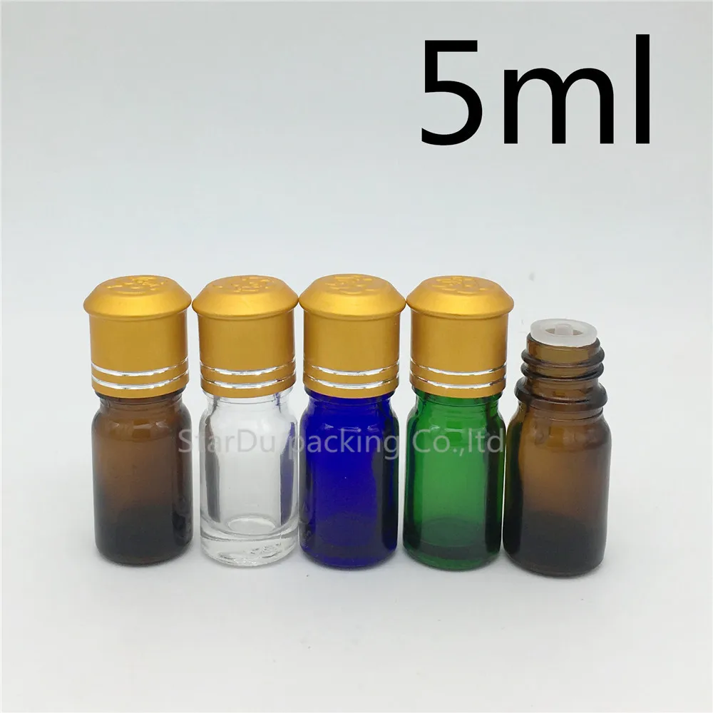 High-quality 500pcs/lot 5ML Amber Glass Bottle Vials Essential Oil Bottle, 5cc Perfume Bottles Aluminum Cap With Plug