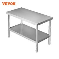 VEVOR Stainless Steel Prep Table 550lbs Load Capacity Heavy Duty Metal Worktable with Adjustable Undershelf  Workstation