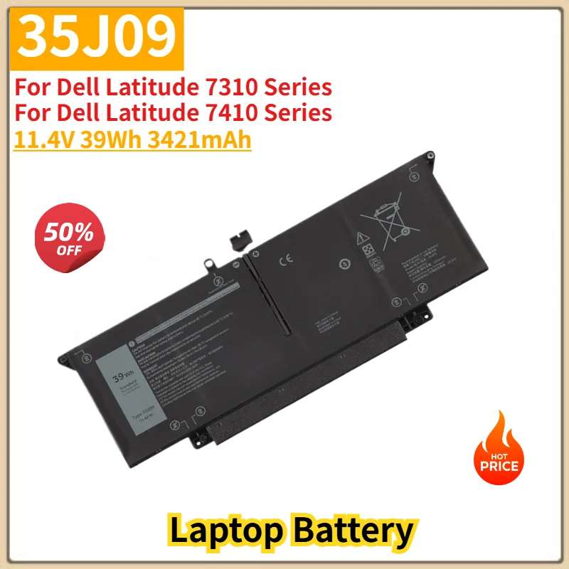 35J09 High Quality Laptop Battery 11.4V 39Wh 3421mAh for Dell Latitude 7310 7410 Series 0YJ9RP 009YYF JHT2H 04V5X2 0HRGYV 07CXN6