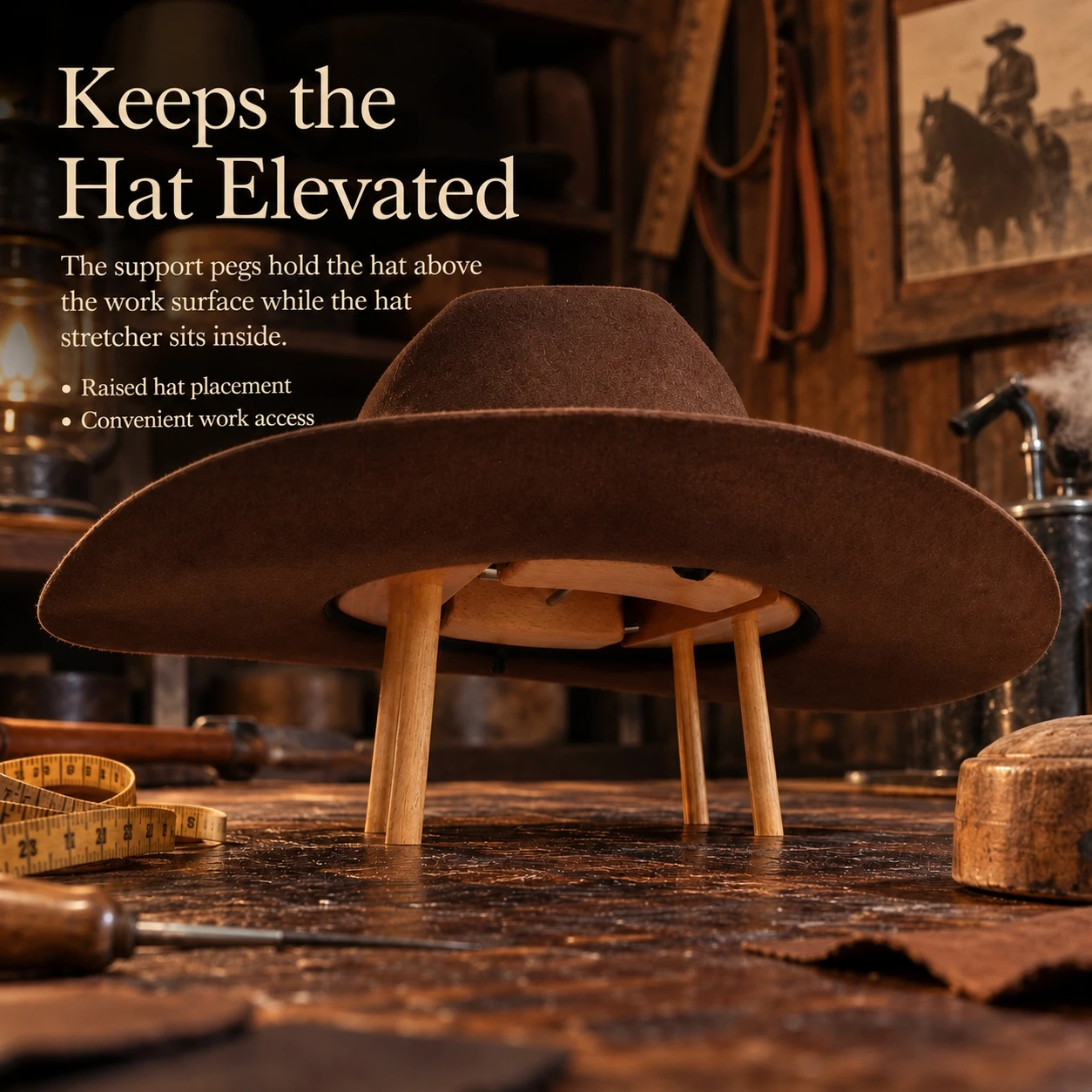 Premium Wooden Hat Stretcher Adjustable 4 Legs Hat Stretcher Stand Tabletop Holder for Hats Lovers Wide Brim Hat Organizer