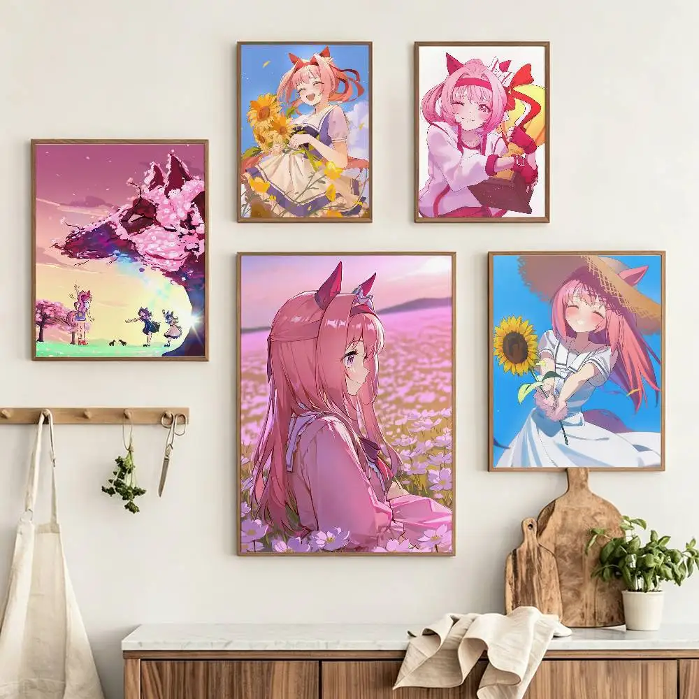 Pink H-Haru Urara Umamusum Customizable HD Self Adhesive Waterproof Wall Art Poster