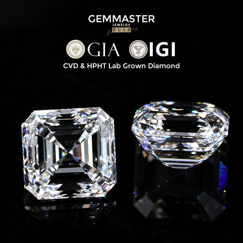 Asscher قطع مختبر نمت الماس GIA IGI شهادة 1ct 2ct 3ct الماس الاصطناعية بالجملة HPHT CVD مختبر حقيقي الماس VVS