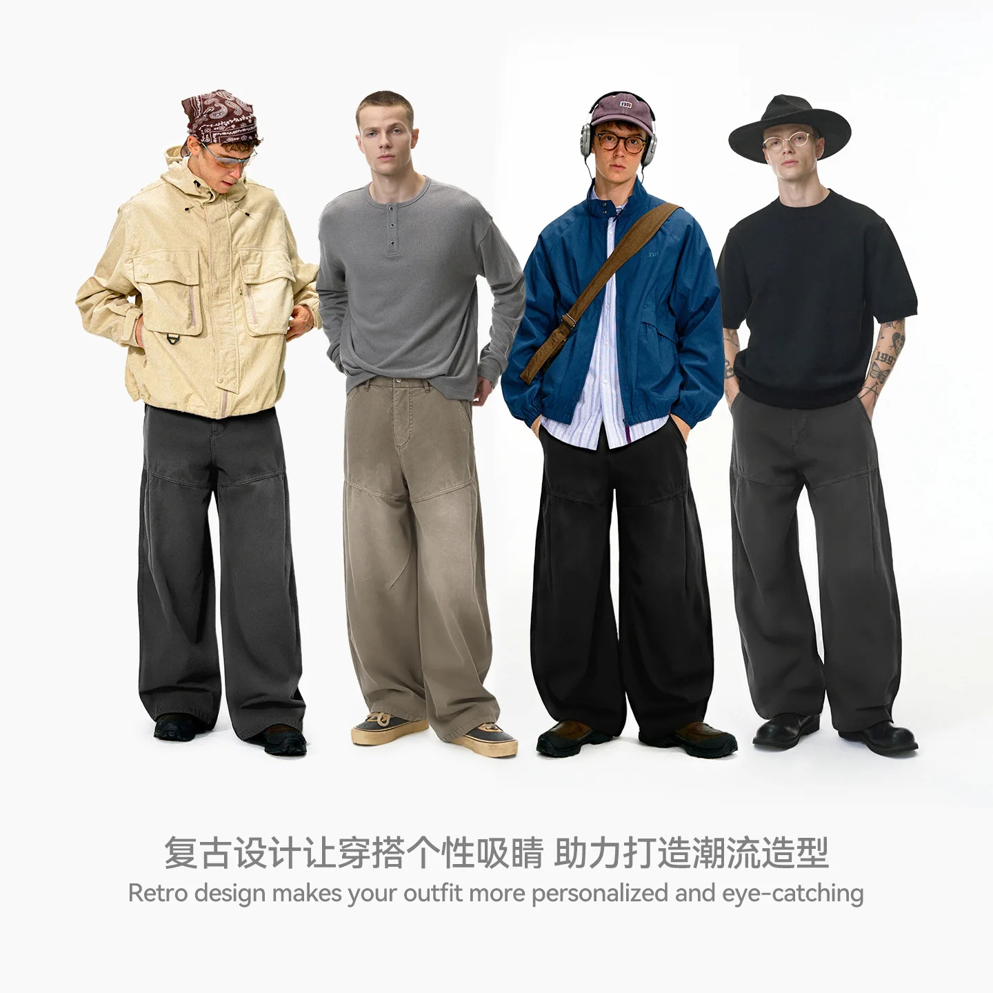 남성용 워싱 카고 팬츠 플리스 안감 작업복 팬츠 빈티지 스타일 바지