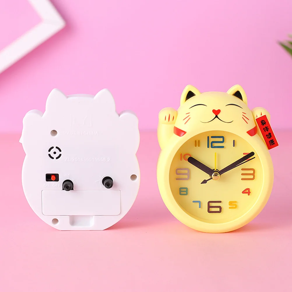 1pc Cat Alarm Clock Desk Clock Creative Cartoon Cat Shape Design Alarm (White without Random Font Style)