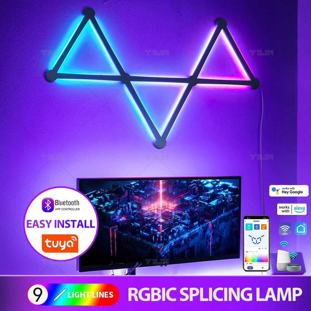 rgb smart led night light faca voce mesmo splicing iluminacao ambiente tuya app control lampada de parede led atmosfera sala de jogos tv backlight decor 01