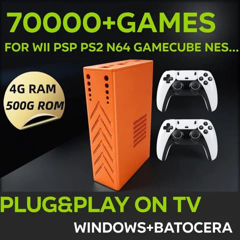 Retro Video Game Console Y3 PRO Batocera System 500G/1T 3865U 70000+Games For Wii PS2 PSP Saturn GameCube N64 Wireless handle