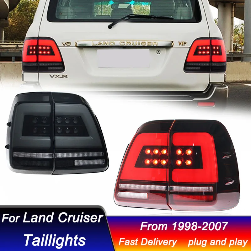 Car TailLights For Toyota Land Cruiser 1998-2007 full LED Brake Reverse Tail Lamp Dynamic Signal Light Light Tail Lamp Assembly