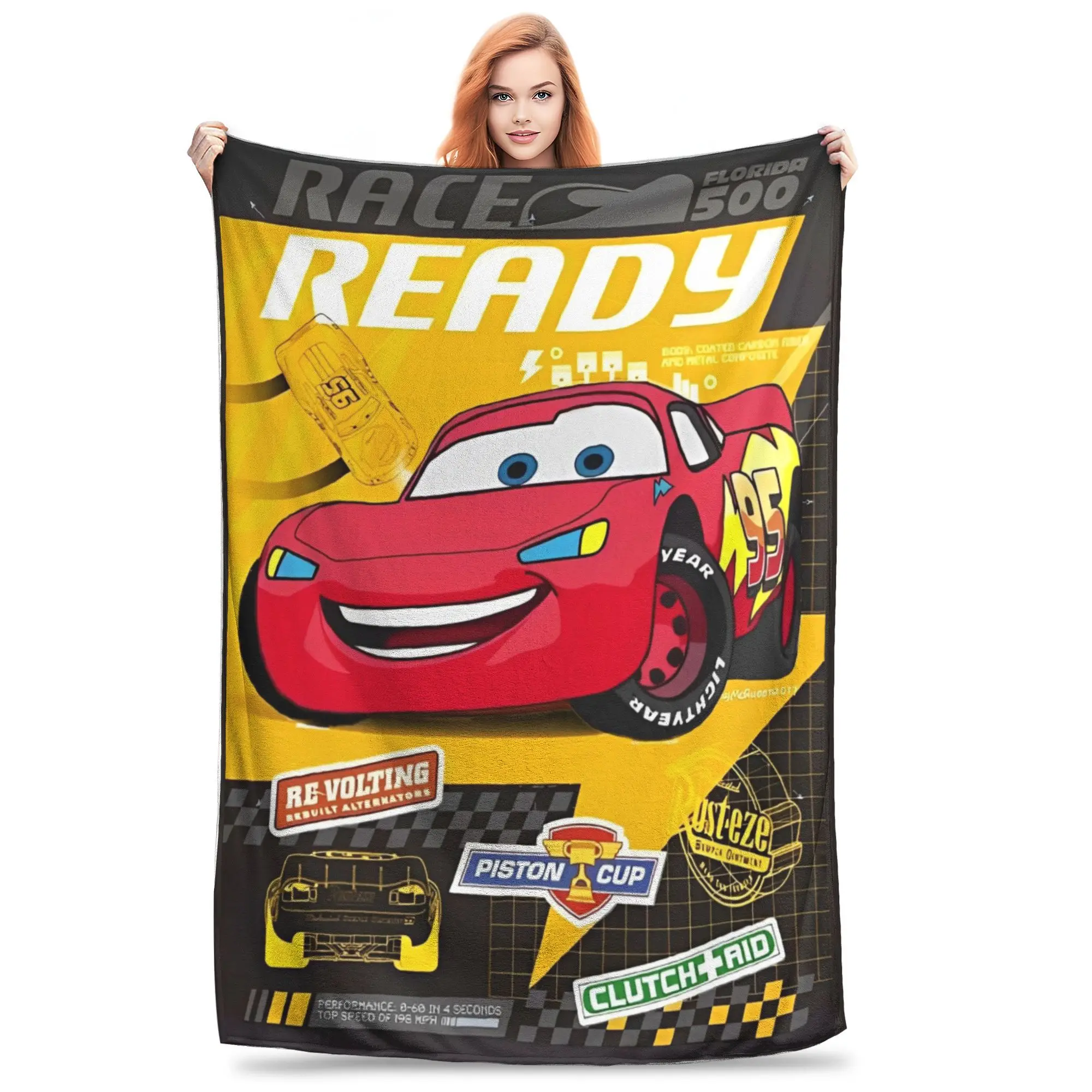 Race Ready Lightning Cars Movie Mcqueen Blankets Cars Racing Flannel Awesome Warm Throw Blanket for Home Restaurant Decoration