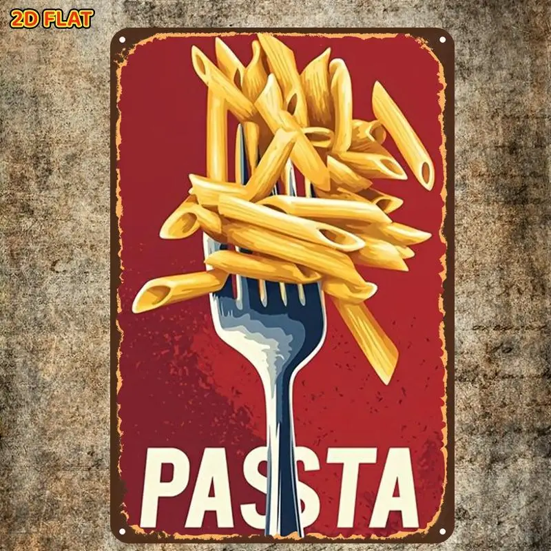 Vintage Pasta Fork Kitchen Iron Sign Metal Plaque Rustic Wall Decor Home Cafe Poster 8x12 Inch Easy Hang
