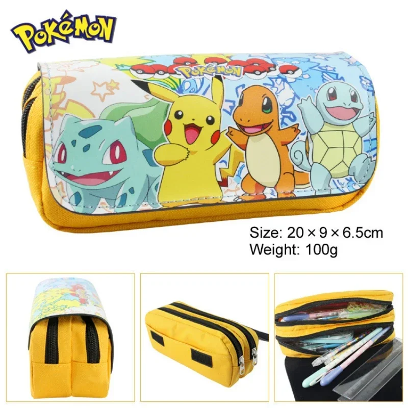 

Pokémon Cartoon Print Double Pencil Case Oxford Cloth Student Learning Stationery Storage Bag Kawaii Anime Pen Cases School Gift