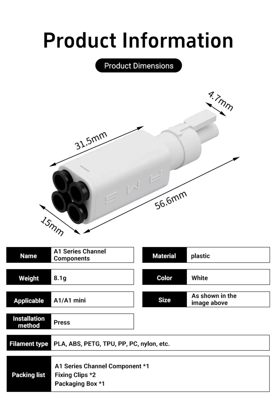 Für Bambu Lab A1 A1mini AMS Lite Filament-Hub Fünf-Wege-Komponentenschalter Mehrfarbendruck Für Lab A1/A1 Mini 3D-Drucker-Teile – Detail 9