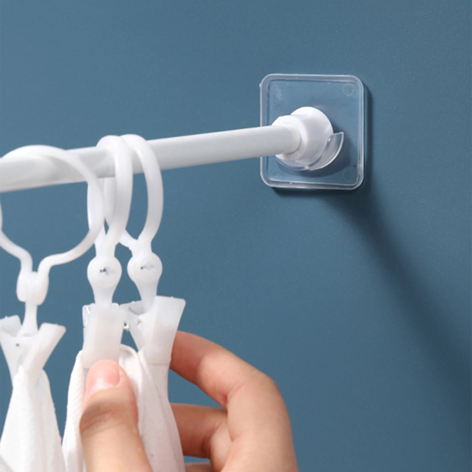 

Curtain Rod Fixing Bracket Non Perforated Strong Load-bearing Pole Support For Bathroom And Living Room Curtains Curtain Hooks