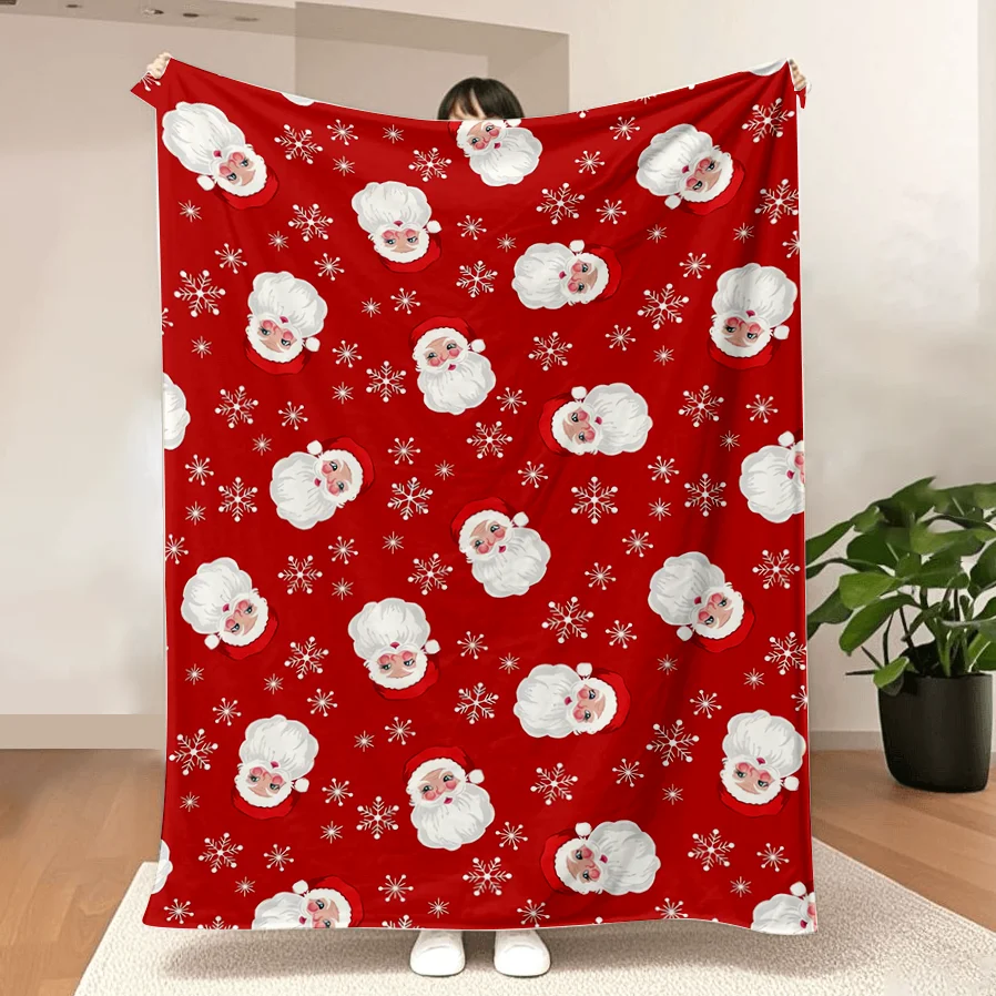 Christmas flannel blanket, featuring snowman and snowflake prints. Soft and warm, A versatile gift blanket for all seasons.