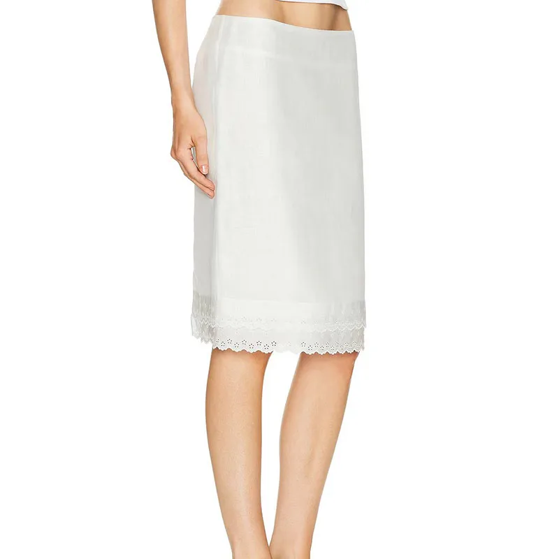 

Новинка 2026: Белое кружевное платье-полушорочка из конопляной ткани с вышивкой для женщин — юбка А-силуэта с завышенной талией, облегающая и стройнящая