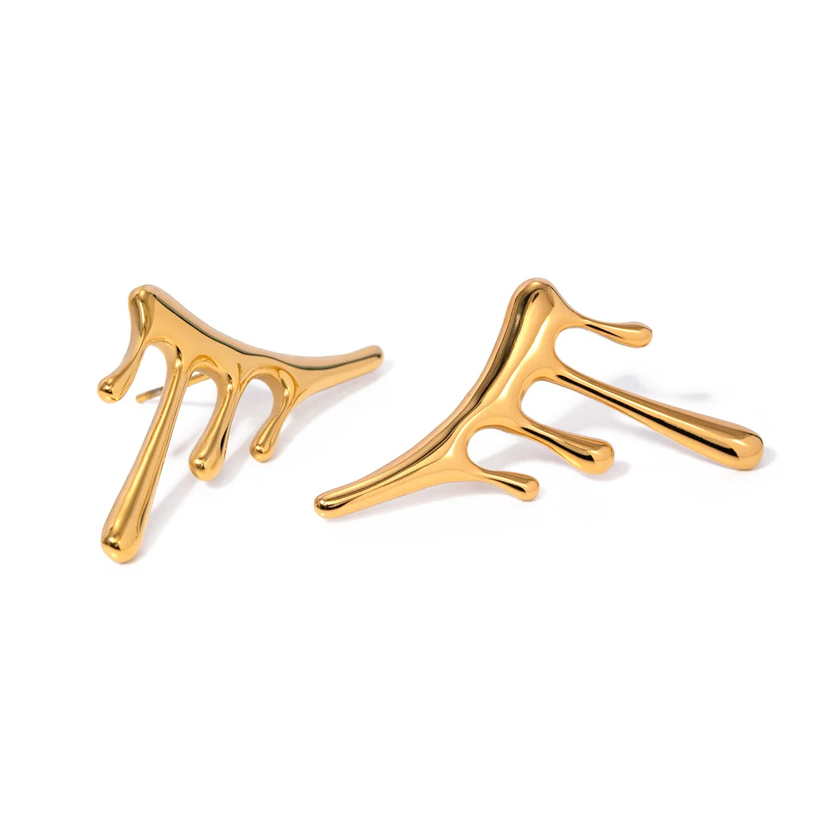 PRISCA | Irregular Stainless Steel Earrings for Women.18K Gold Document.1Pair.Waterproof.Punk Fashion.for Sweatshirt.Hip Hop2024