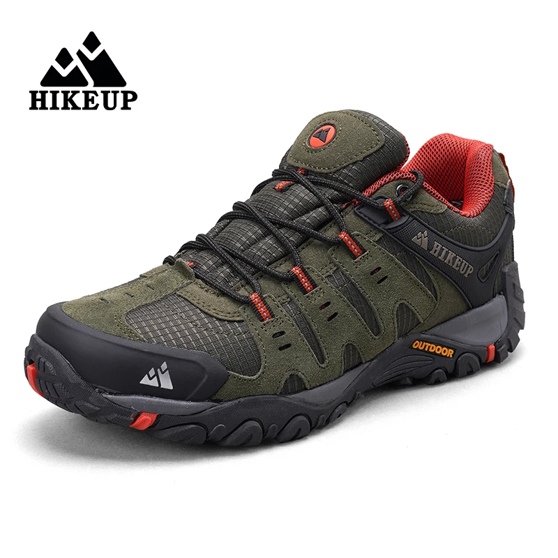 HIKEUP-zapatos de senderismo antideslizantes para hombre, zapatillas transpirables resistentes al desgaste, a prueba de salpicaduras, para escalada,