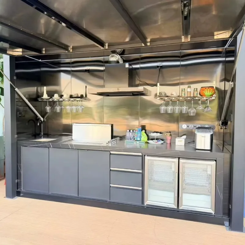 Supplier Manufacturer Complete Cabinet Custom Design Bulk Order Stainless Steel Outdoor Kitchen Cabinet for Villa
