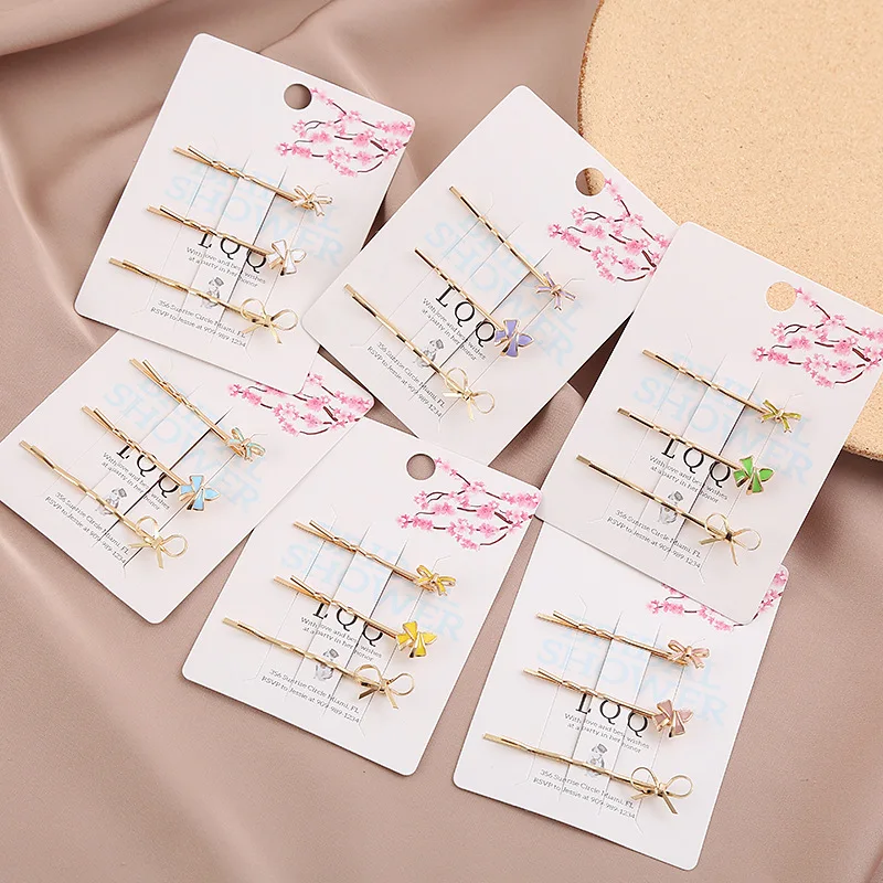 Fashionable and Concise Hair Clip Set with Butterfly Knot and Bow Knot Clips, Perfect for Women and Girls