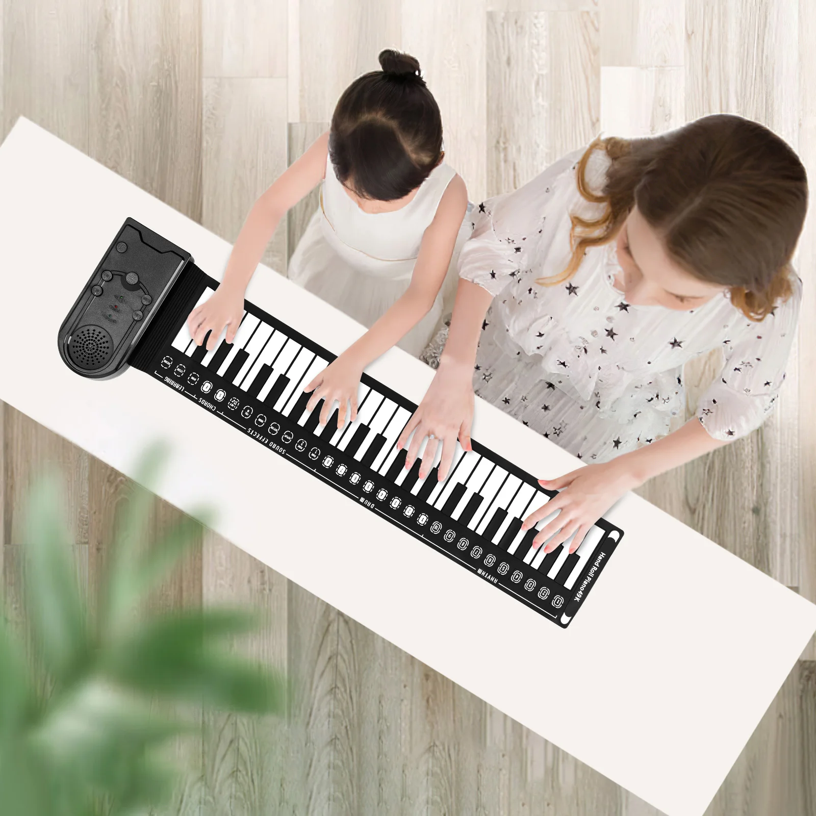 49 Key Midi Keyboard Roll Piano Keys Foldable Number Electric Black Portable Electronic Child