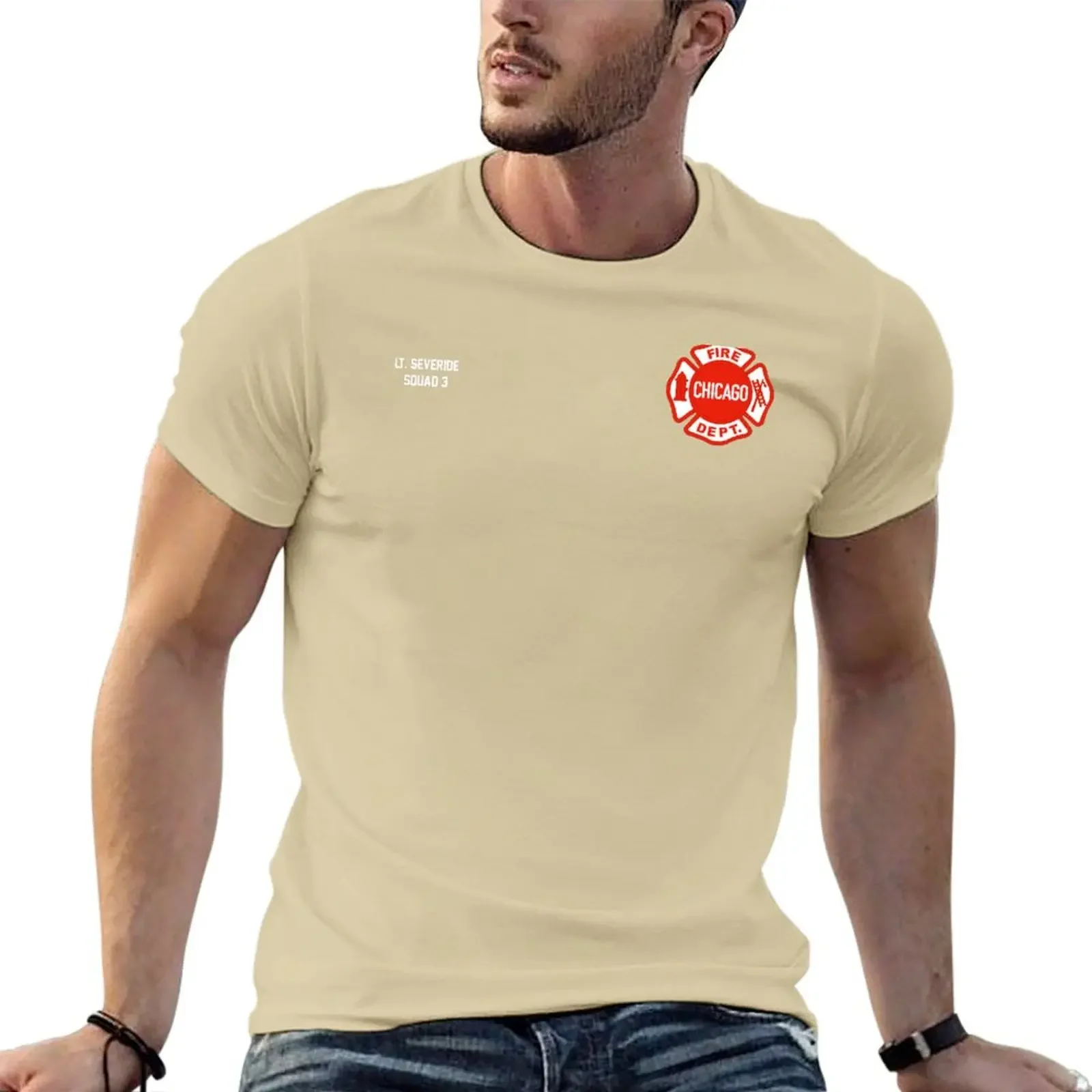 2024 aesthetic men t shirt CHICAGO FIRE - LT. SEVERIDE - SQUAD 3 T-shirt short sleeves pure cotton tops casual streetwear