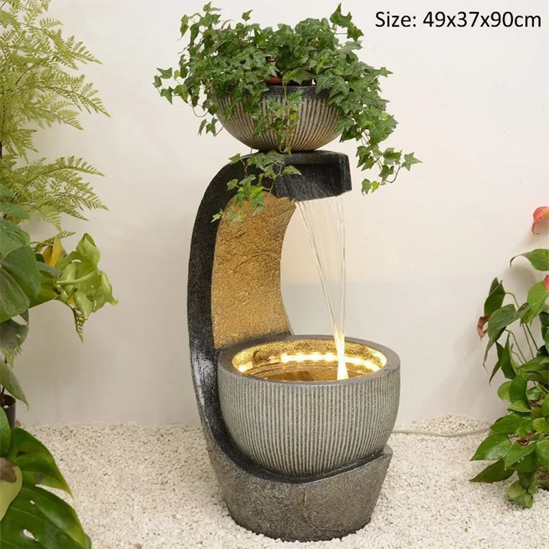 Yjq rockery fountain feng shui wheel lucky flow ornament living room circulating water landing opening gift office decoration