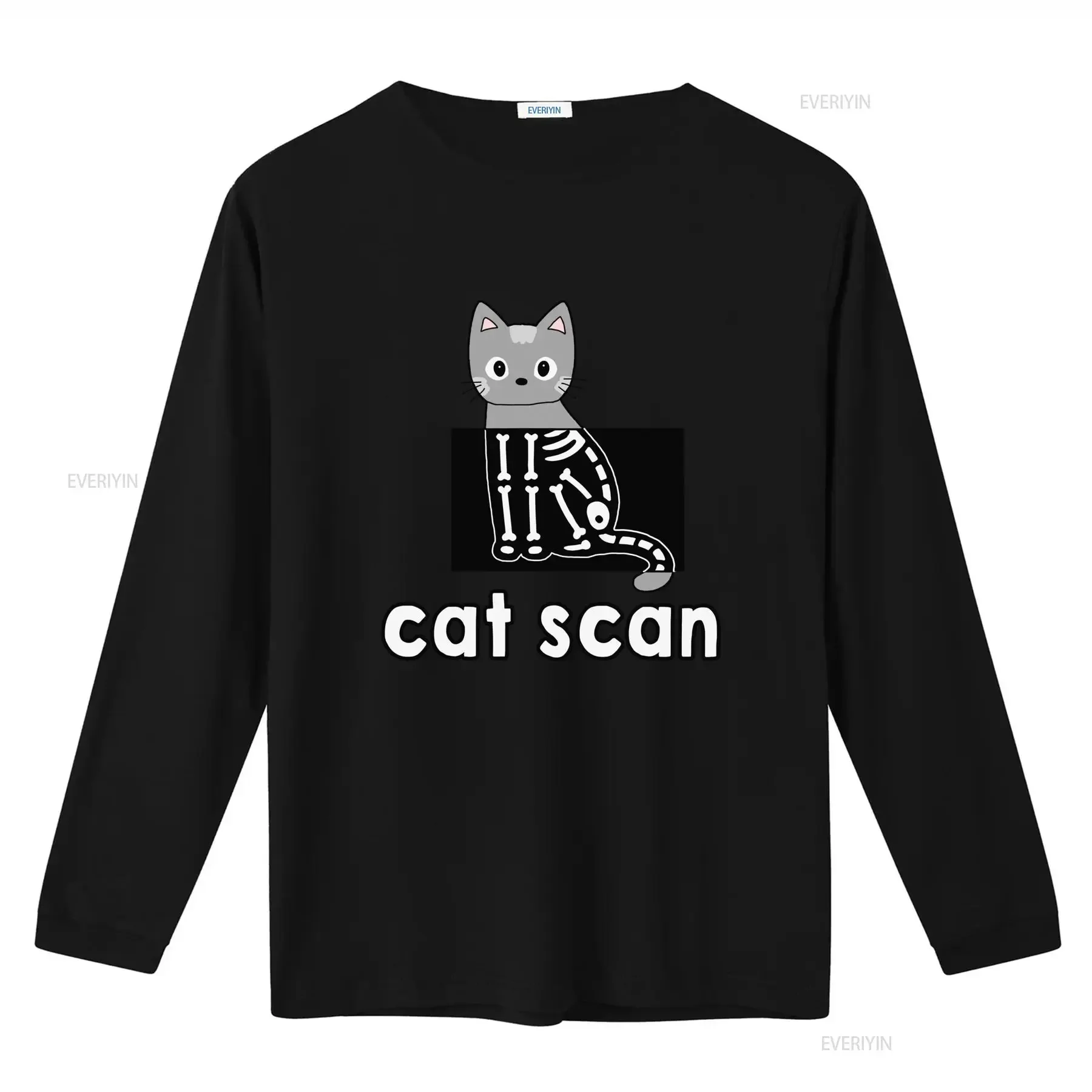 Funny Cat Scan T Shirt for Radiology Techs Xray Grad with Cute Skeleton Design vintage Washed streetwear Top For Everyday Wear