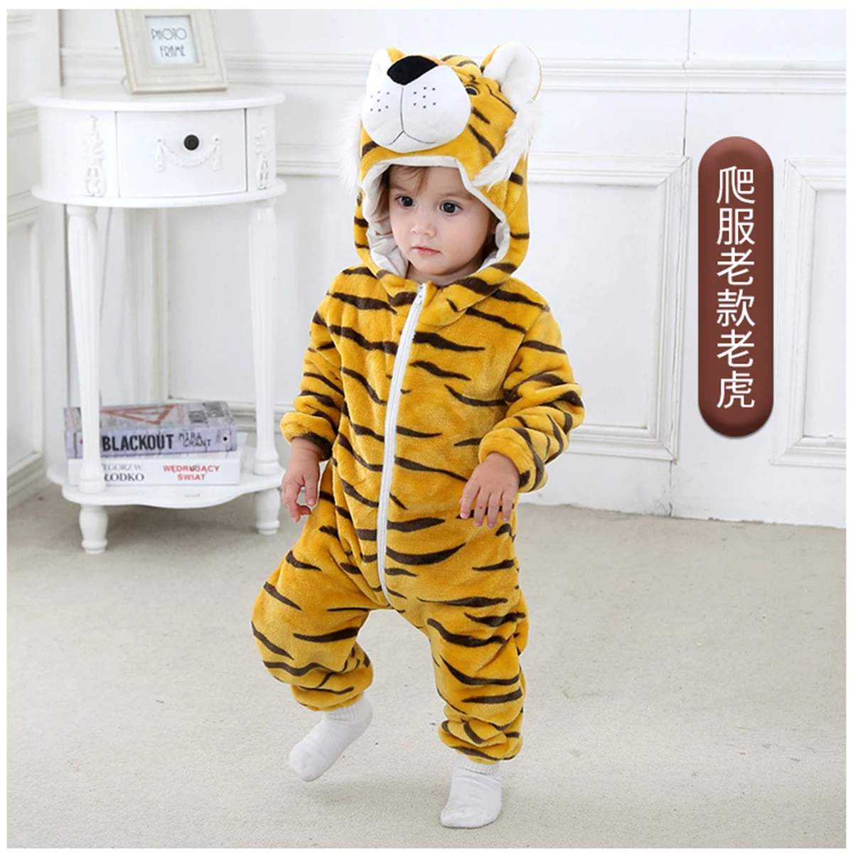 

Baby Rompers Winter Costume Flannel Hooded Jumpsuits Kids Jumpers Overall Cosplay Monoclonius Dragon Frog Dinosaur Tiger Roupa