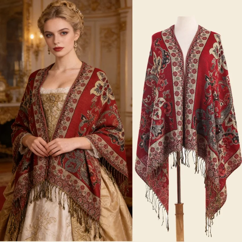 

Бестселлер: популярный женский шарф в этническом стиле с узором кешью и бахромой, универсальная ретро-шаль для женщин.