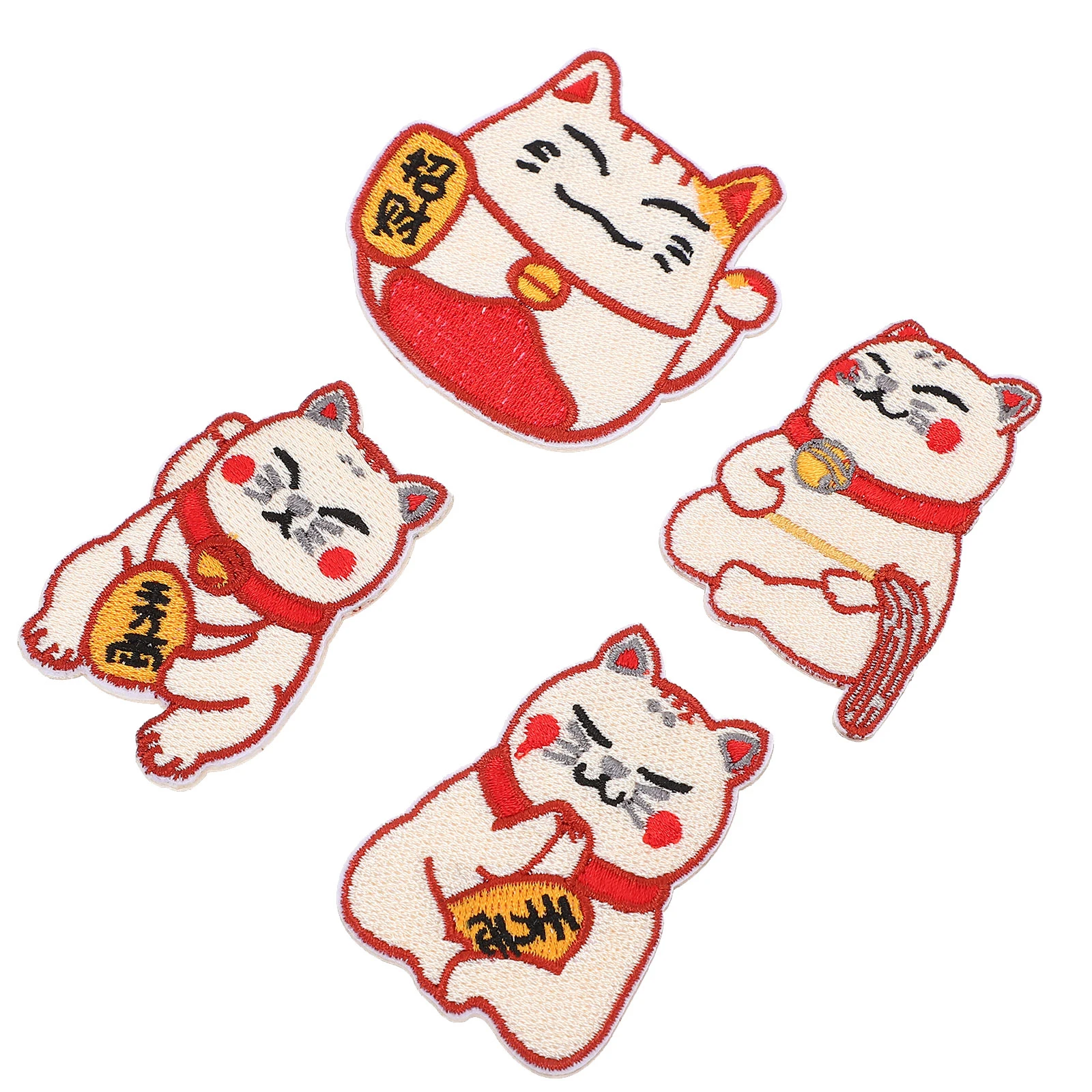 

4pcs Lucky Cat Embroidery Stickers Decorative Patches for Clothes Jeans Bags DIY Repairing Appliques Sewing Materials