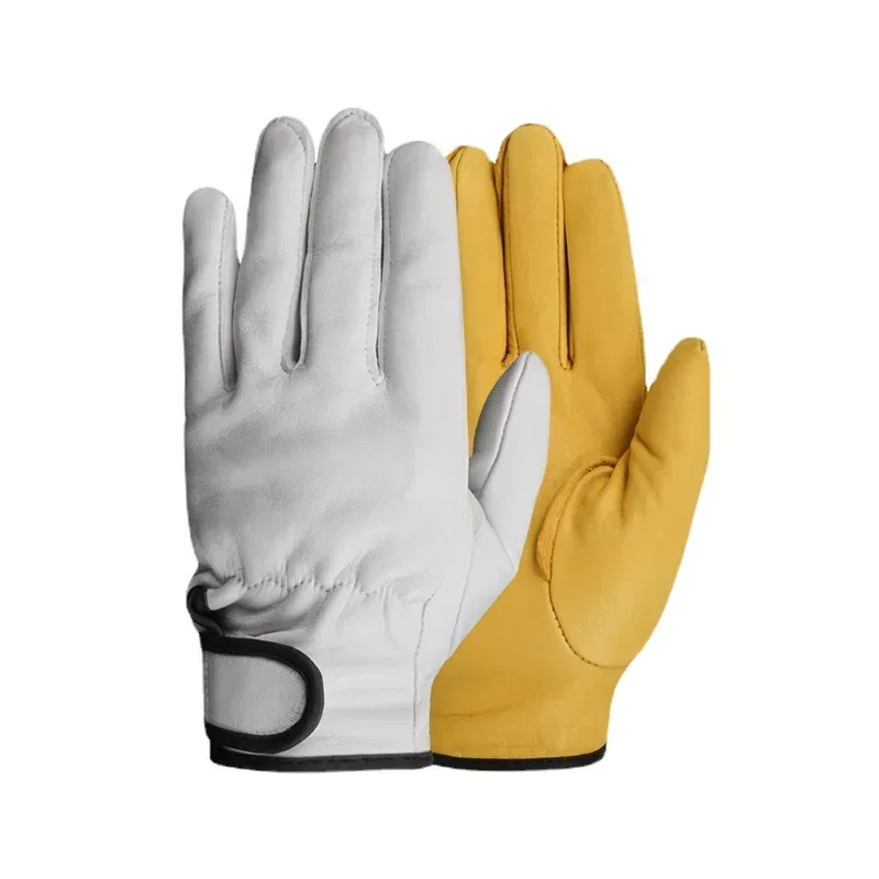 Work Gloves Sheepskin Leather Workers Work Welding Safety Protection Garden Sports Motorcycle Driver Wear-resistant Gloves