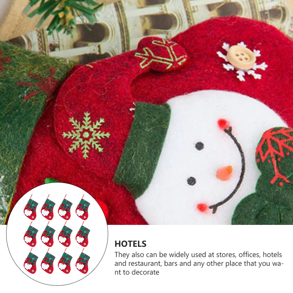 

12pcs Christmas Stockings Ornament Set Premium Hanging Decorative Socks Candy Storage Bags Holiday Tree Decor Party