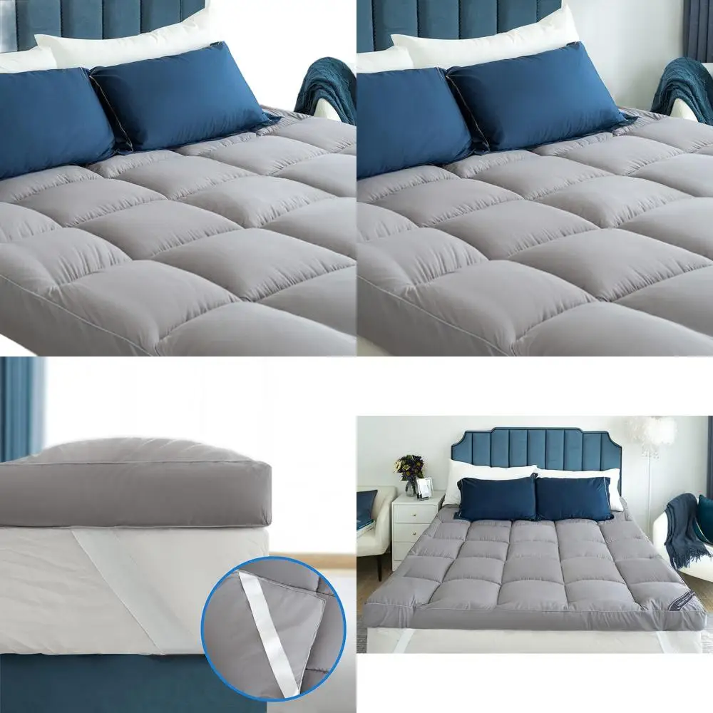 

Охлаждающий плюшевый наматрасник King Size — очень толстая подушка, альтернатива вниз в отеле, серая, для облегчения боли в спине