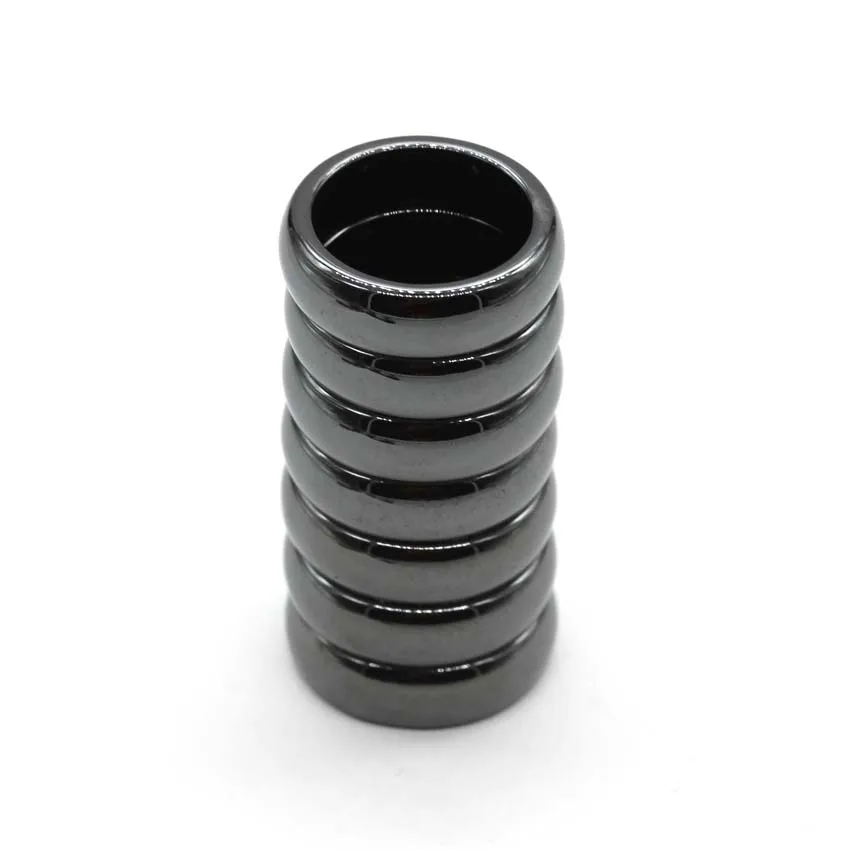 5pcs Natural Black Hematite Magnetic Stone Healing Ring 6mm Band Sizes 5 Through 12 Men Womens Ring Jewelry Girls Gifts