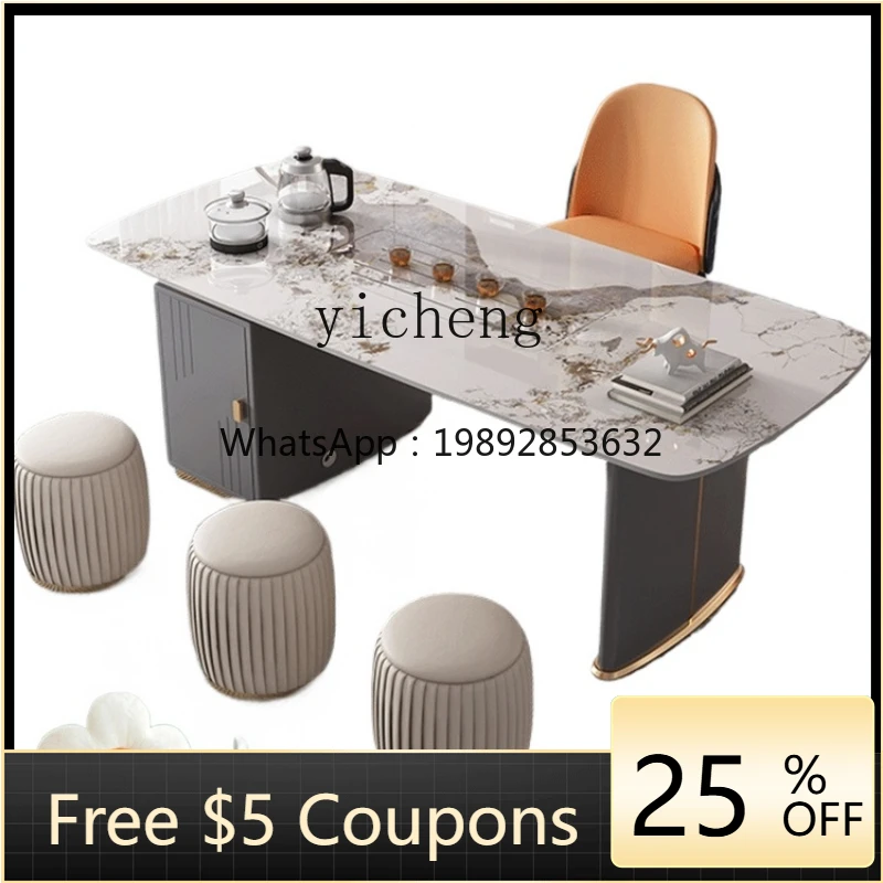

XL Stone Plate Tea Table and Chair Tea Table Desk Integrated Light Luxury Kung Fu Tea Brewing Table