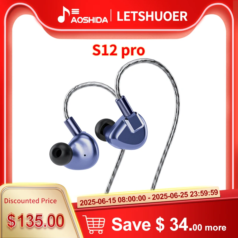 Letshuoer S12 PRO Magnetic Planar Driver IEM Hi-Fi Earphones 2.5mm 3.5mm 4.4mm plug balanced 0.78mm IEM Hi-Fi Earphones