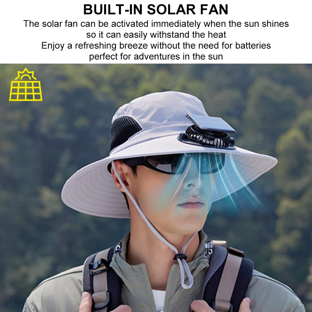 

Wide Brim Solar Fan Hat Outdoor Fishing Hat with Removable & USB Charging Fan Outdoor Sun Hat for Outdoor Summer Camping Beach