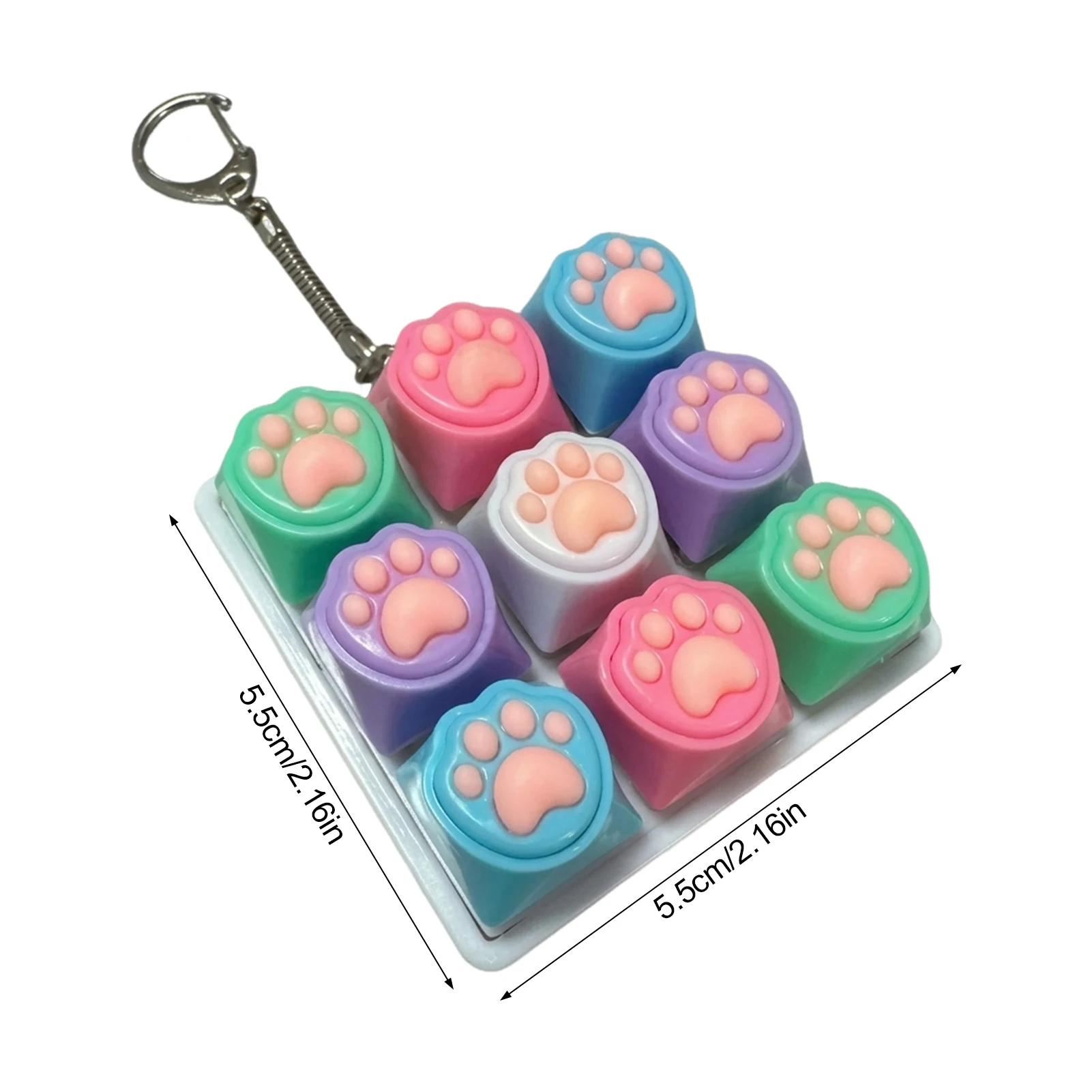 1pc Switch Tester Cute Silicone Cat Paw Keychain Stress Relief Toy for Office Work Anxiety Relief Fidget Gadget Gift