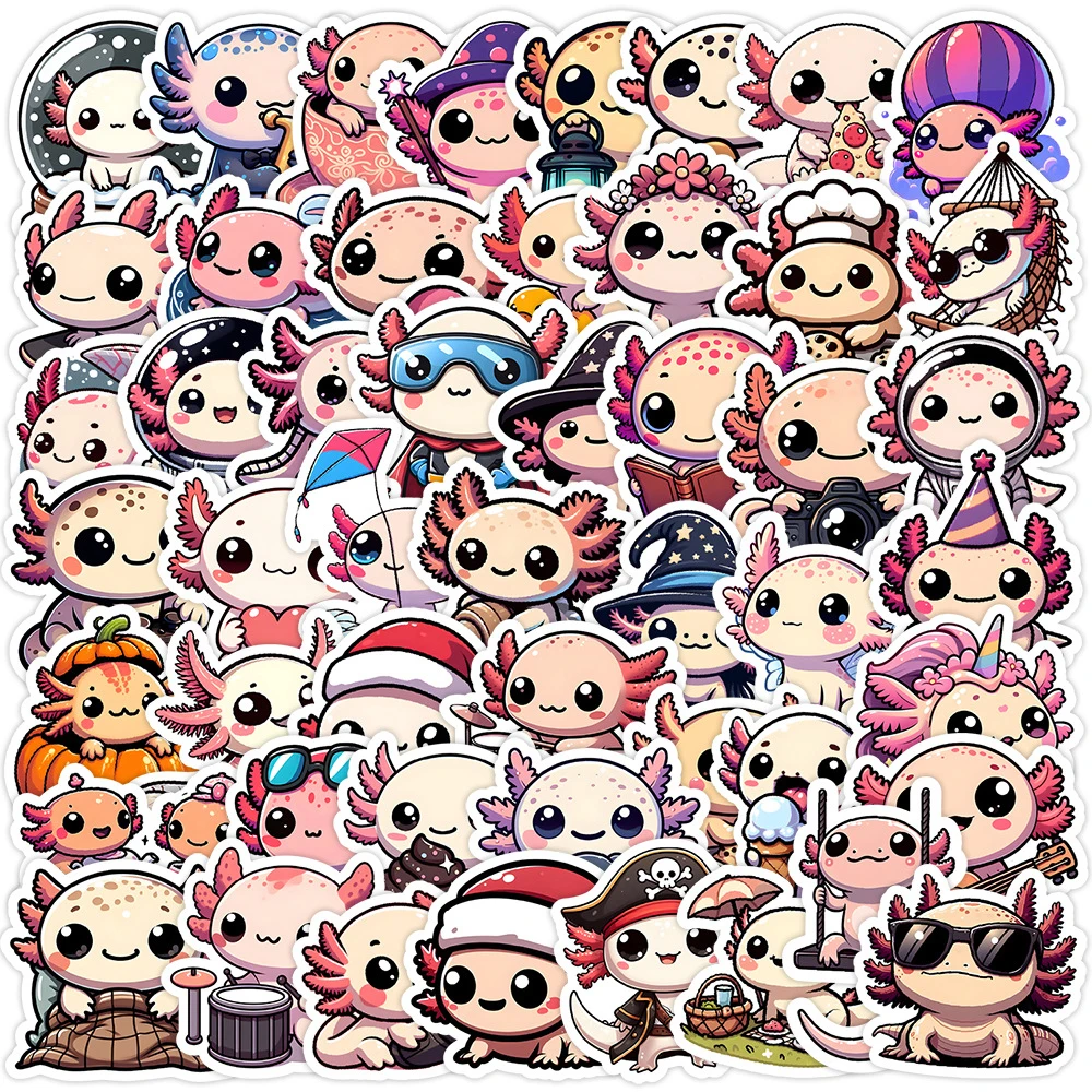10/30/50 stücke Nette Cartoon Tiere Axolotl Graffiti Aufkleber Laptop Telefon Wasser Flasche Scrapbooking Schreibwaren Aufkleber Kinder Spielzeug